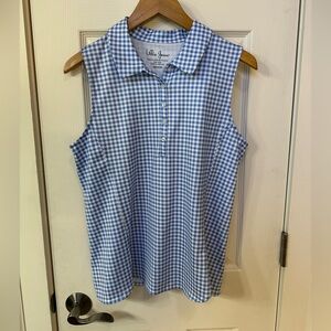 Lillie Green Blue/White Check Sleeveless Polo Tank Women's Medium Golf Tennis